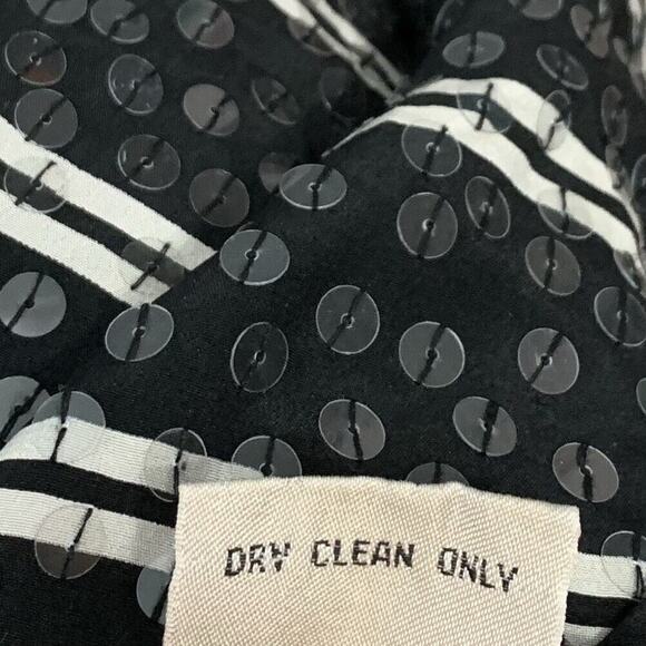 All Over Sequin Top Size 6 Silk Black White Striped Whimsigoth Going Out Party - Picture 7 of 7